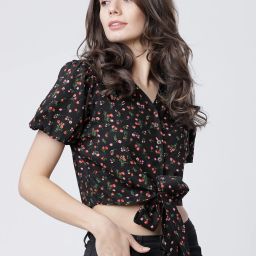 Casual Regular Sleeves Printed Women Black Top-image-69