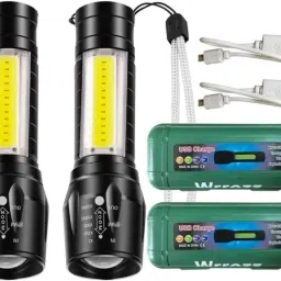 (Pack of 2) Mini Pocket Light Zoom COB USB Charging Led Water Proof Torch Torch-15