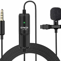 SYNCO LAV-S8 Lavalier microphone, broadcast-quality with inbuilt auto-identification system with extra-long 26.2ft audio cable audio cable. Camera Microphone-24