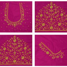 Unstitched Cotton Silk Blouse Material Embroidered-image-45