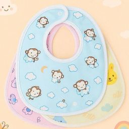 Waterproof Baby Feeding Bibs - Set of 3 | Soft & Reusable | Cute Animal Print-19