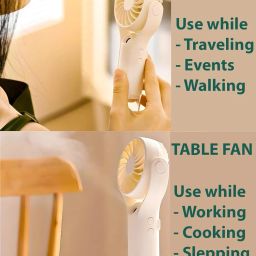 VRPRIME Portable Hand Fan Rechargeable Small Mini USB Fan With Mist Spray Humidifier for Computers image 3