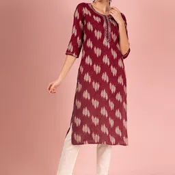INDYA Ethnic Motifs Printed Thread Work Kurta image 5