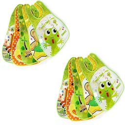 10 Pc Plastic Waterproof Washable Stylish Printed Baby Bib - Multi Color-image-29
