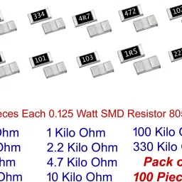 100 Pieces Most Commonly Used Resistor 1/8 W(0.125 W) 5% Tolerance SMD Chip 805 Electronic Components Electronic Hobby Kit-22