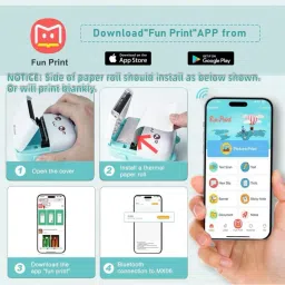 ODDEVEN Bluetooth thearmal printer, portable label printer ink free Pocket pronter to operate application, scan and print image 5
