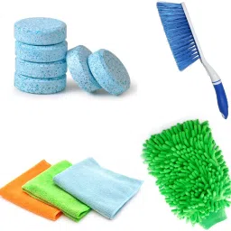 Car Cleaning Kit Combo Pack, 3 Pcs Cloths, 6 Pcs Glass Cleaning Tablet, Hand Gloves, Carpet Brush Combo-image-74