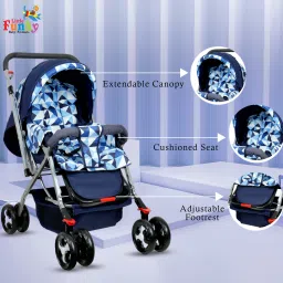 little funky Adjustable backrest, 360° Swivel Wheel , Reversible Handlebar Pram Stroller image 5