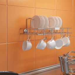 Cup Kitchen Rack kinglet Stainless Steel Cup Saucer Plates Stand Holder Plate Kitchen Rack Steel-image-63