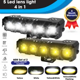 5 LED 5 in 1 Powerful 60W Fog Light With Fitting Accessories Fog Lamp Car, Motorbike, Truck LED (12 V, 60 W)-48