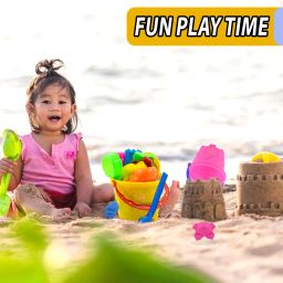 wishkey Sand Game Castle Building Beach Toy 10 Pcs Playset with Molds, Tools, & Bucket image 2