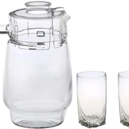 Versatile Transparent Jug & 2 Glass Set for Beverage Serving -D11 Jug Glass Set-12