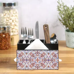 reinvention factory Turkish Mandala Multicolor MDF Cutlery and Tissue Holder-picture-1