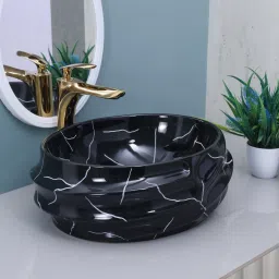 Table Top Wash Basin For Bathroom Jinbio ceramic Wash basin Luxurious Beutyfull Table Top Bathroom Sink (18 x 15 x 6.5 Inch) BA3402 Table Top Basin-image-74