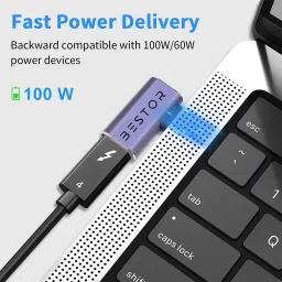 Bestor 90 Degree Type-C Male to Female Adapter | Right Angle USB C Adapter 40Gbps | 8K Video Display 100W Charging USB C Splitter Support USB Hub image 4
