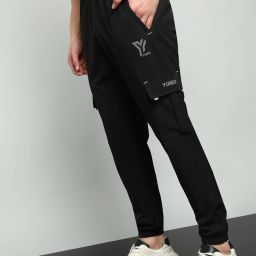 Men Solid Black Track Pants-image-9
