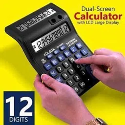 neel 970 Standard Function Desktop Business 12 Digital Dual Screen Double Display Calculator with Pen Holder for Office and Retail Counter Purpose (Black) FinancialCalculator image 5