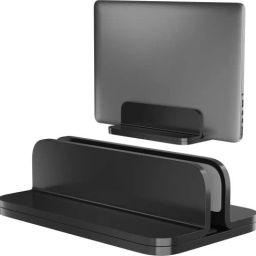 ELV DIRECT Vertical Laptop Stand Holder,Desktop Aluminum Lapdesk Laptop Stand with Adjustable Dock Size, Fits All Laptops (Up to 17.3 inches) Laptop Stand-0