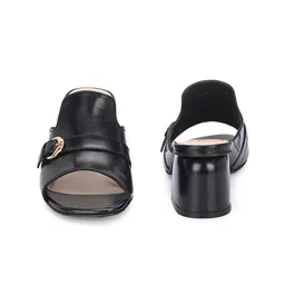 MIORAH Open Toe Leather Block Heeled Mules image 5