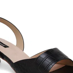 Sherrif Shoes Textured Open Toe Backstrap Block Heels image 2