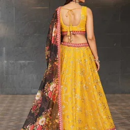 FABPIXEL Embellished Sequined Semi-Stitched Lehenga & Unstitched Blouse With Dupatta image 4