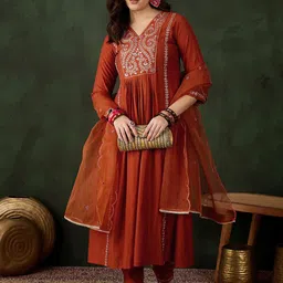 Sangria Embroidered Kurta & Trouser With Dupatta Kurta Set image 3