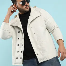 Instafab Plus Windcheater Hooded Open Front Cotton Jacket-image-8