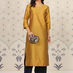 Ode by House of Pataudi Round Neck Kurta With Palazzos-image-6
