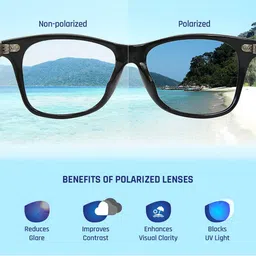 Vincent Chase Unisex Grey Lens & Black Wayfarer Sunglasses with Polarised and UV Protected Lens image 4