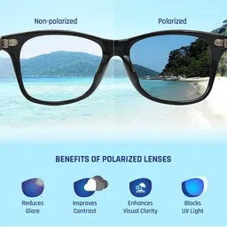 Vincent Chase Unisex Grey Lens & Black Wayfarer Sunglasses with Polarised and UV Protected Lens image 3