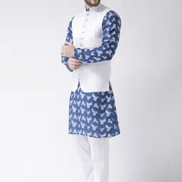 Hangup Men Printed Kurta & Churidar With  Nehru Jacket image 5