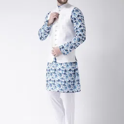 Hangup Men Printed Kurta With Pyjamas & Nehru Jacket image 4