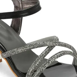 CLOG LONDON Embellished Open Toe Block Heels with Buckles image 2