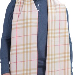 Checkered Wool Blend Men White Scarf-18