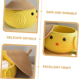 iva home Jute, Cotton Multifunctional Storage Box Toy Cap with Lid Storage Basket image 5