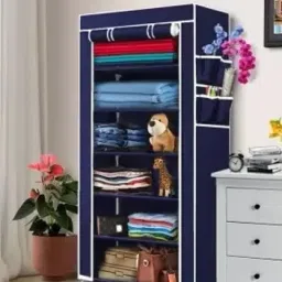 6-Tiers Portable Shoe Rack for Home Plastic Household, with Dustproof Door(BLUE) PVC Collapsible Wardrobe-10