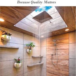Premium 12x12 (12INCH) Super Heavy UltraSlim Rain Shower Head with 18inch SS Rectangular Shower Arm Fixed Mount-image-50
