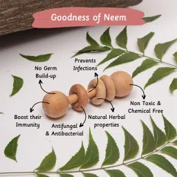 shreeja shilpcraft Hand Made Natural Neem Wood Rattle and Teether for tiny hand Rattle image 3