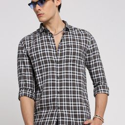 SHOWOFF Standard Slim Fit Tartan Checked Long Sleeves Cotton Twill Casual Shirt-image-54