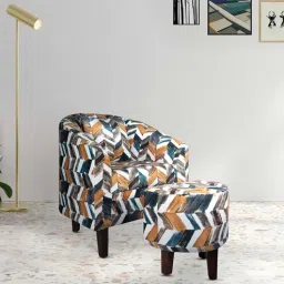 timberly Davina Fabric Lounge Chair In Multicolor Colour With Footstool-picture-12