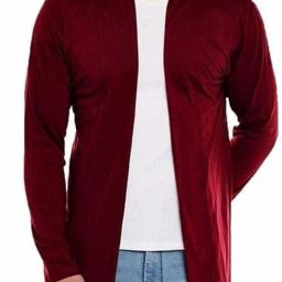 Men Full Sleeve Maroon Shrug-image-88