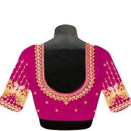 Unstitched Art Silk Blouse Material Embroidered-image-87