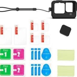 Yantralay Hero 10/9 Silicone Lanyard Sleeve Lens Cover + 6PCS Tempered Screen Guard Silicone Sleeve Case, Screen guards-15