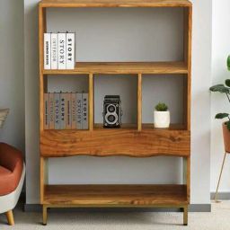 woodsworth from pepperfry Botswana Acacia Wood Tall Bookshelf In Natural Finish-picture-33