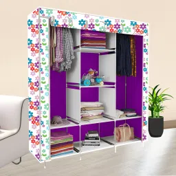 8 Shelf Foldable Collapsible Wardrobe Storage Organizer Almirah Cloth Rack Carbon Steel Collapsible Wardrobe-image-72