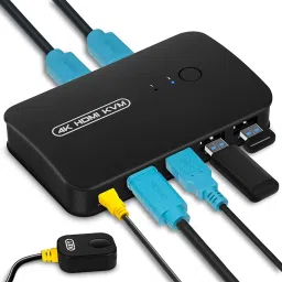ULTRABYTES HDMI USB KVM Switch Selector for 2 Computers Share Keyboard Mouse Printer Media Streaming Device-1