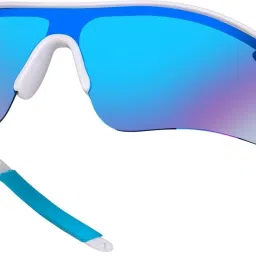 White & Sky Blue Sports Googles Mirrored UV Protection For Boys Cricket Sunglass-image-32