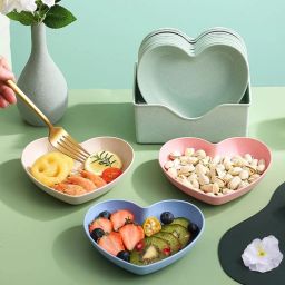 10 pcs Heart Shaped Salad Plastic Dinner Plates (multicolor) Tray-28