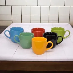 Pack of 6 Ceramic 50 Ceramic Mat/Glossy Finish Tea and Coffee Cups with 150 ml Set of 6 Pcs-0