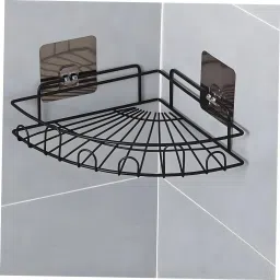 Adhesive L-Shape Corner Shelf/ Rack/ Storage Organizer for Bathroom & Kitchen... Iron Wall Shelf-13